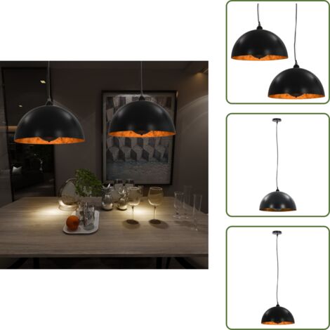 The Living Store Lampadari 2 pz Nero e Oro Semi-Sferici 40 cm E27 - Lampade da interni