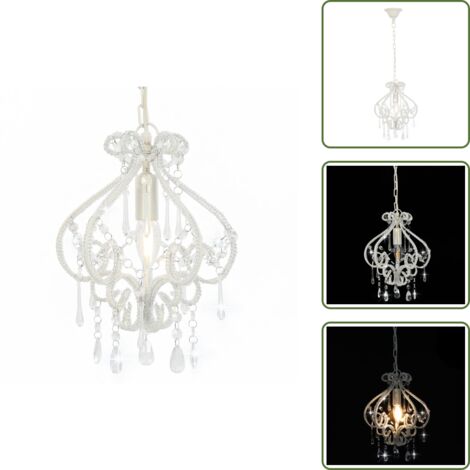 The Living Store Lampadario con Perle Bianco Rotondo E14 - Luce calda