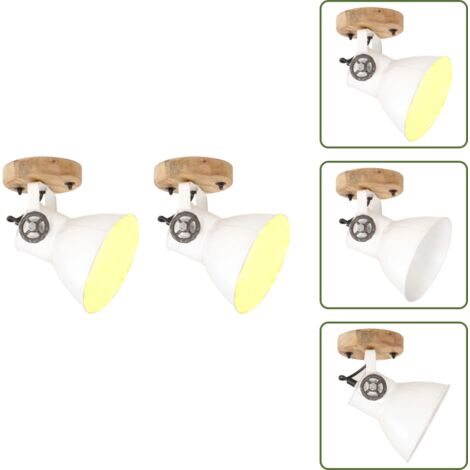 The Living Store Lampade da Parete/Soffitto 2 pz Industriale Bianca 20x25 cm E27 - Lampade da soffitto