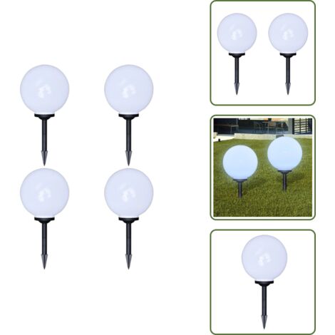 The Living Store Lampade da Sentiero 4 pz LED 30 cm con Picchetto - Illuminazione solare