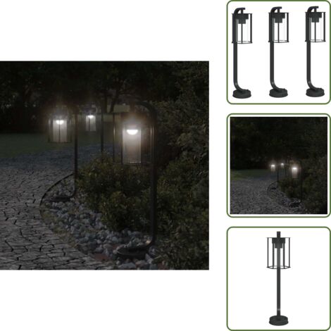 The Living Store Lampade da Terra per Esterni 3 pz Nere 60 cm in Acciaio Inox - Illuminazione esterna