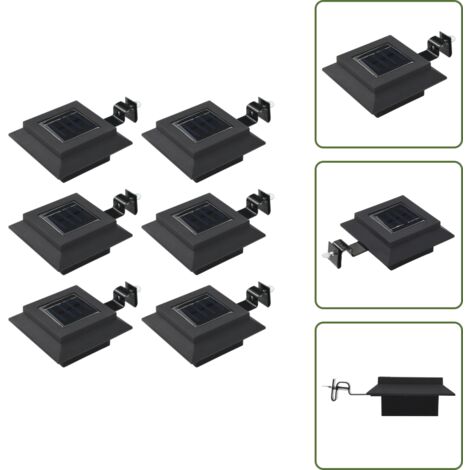 The Living Store Lampade Solari da Esterni 6 pz a LED Quadrate 12 cm Nero - Lampade solari a LED