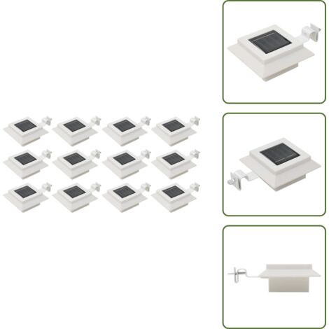 The Living Store Lampade Solari da Esterno 12 pz LED Quadrate 12 cm Bianche - Luce solare