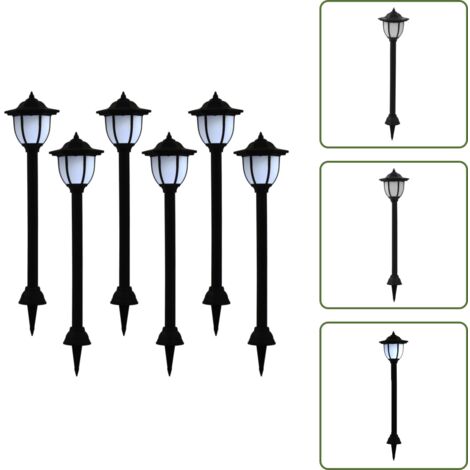 The Living Store Lampade Solari da Esterno 6 pz LED Nere - Illuminazione notturna