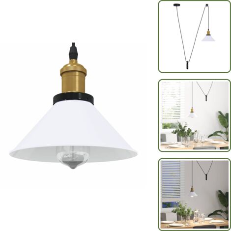 The Living Store Lámpara colgante regulable altura E27 blanco brillante Ø 22cm - Iluminación