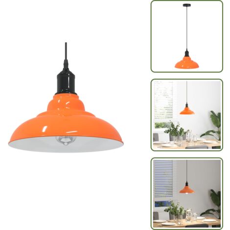 The Living Store Lámpara colgante regulable altura E27 naranja brillante Ø 31cm - Iluminación vintage
