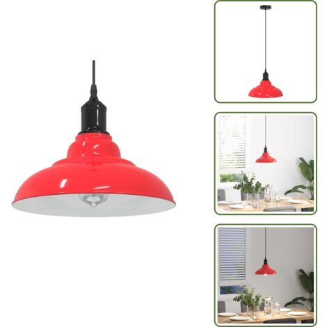 The Living Store Lámpara colgante regulable en altura E27 rojo brillante Ø 31cm - Iluminación