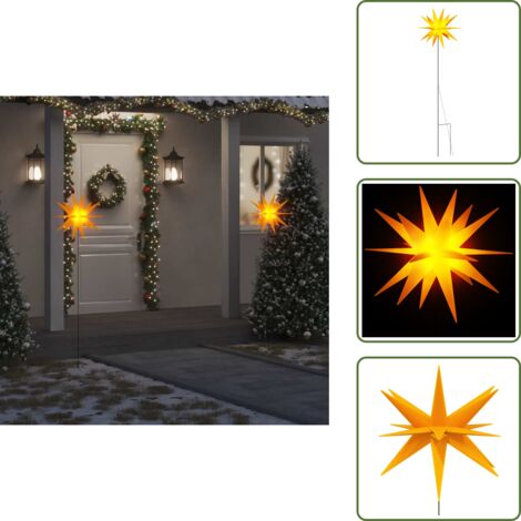 The Living Store Lámpara de Navidad LED y estaca tierra plegable amarilla 57 cm - Lámpara LED