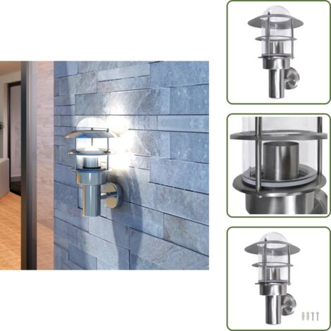 The Living Store Lámpara de pared de exterior de acero inoxidable - Lámpara de acero inoxidable