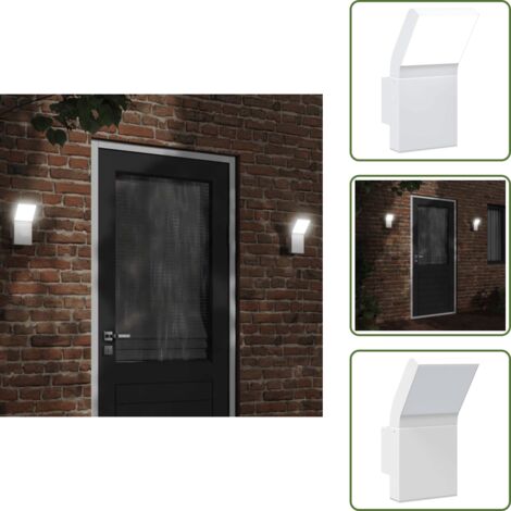 The Living Store Lámpara de pared LED de exterior aluminio fundido blanco - Lámpara de pared