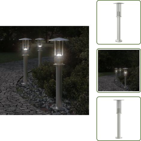 The Living Store Lámpara de suelo de exterior acero inoxidable plateado 60 cm - Lámpara de suelo