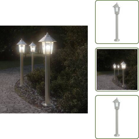 The Living Store Lámpara de suelo de exterior acero inoxidable plateado 80 cm - Iluminación exterior