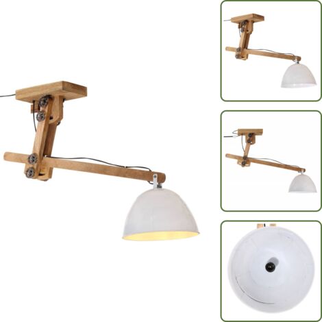 The Living Store Lámpara de techo blanca 25 W E27 105x30x65-108 cm - Lámpara industrial