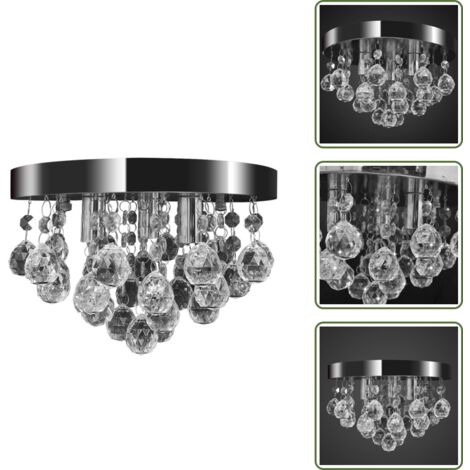 The Living Store Lámpara de techo de cristal diseño cromado - Lámpara de cristal