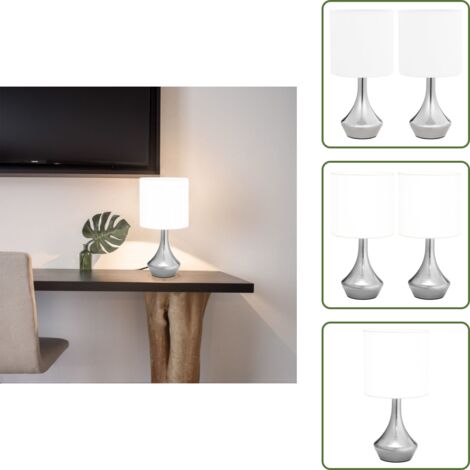 The Living Store Lámparas de mesa táctiles 2 unidades blanco E14 - Lámpara de mesa con botón