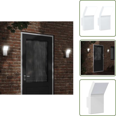 The Living Store Lámparas de pared LED de exterior 2 uds aluminio fundido blanco - Lámparas de pared