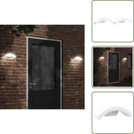 The Living Store Lámparas de pared LED de exterior 2 uds aluminio fundido blanco - Lámparas LED