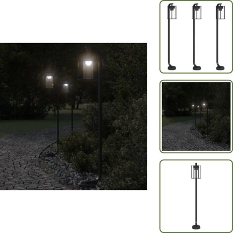 The Living Store Lámparas de suelo exterior 3 uds acero inoxidable negro 100 cm - Lámparas de suelo
