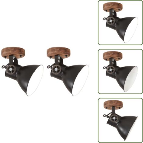 The Living Store Lámparas industriales de pared/techo 2 uds negro 20x25 cm E27 - Lámparas de techo