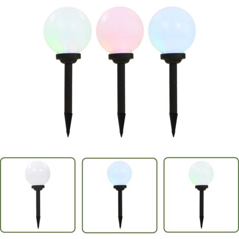 The Living Store Lampe LED sphérique solaire d'extérieur 3 pcs 20 cm RVB - Lampes Solaires Exterieures - Éclairage Extérieur - Décoration Jardin - Luminaire Solaire - Lampadaire Solaire