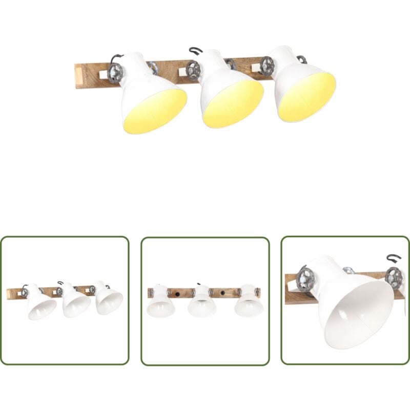 The Living Store Lampe murale industrielle Blanc 65x25 cm E27 - Lampe Murale - Applique Murale - Luminaire Industriel - Éclairage Mural - Lampadaire