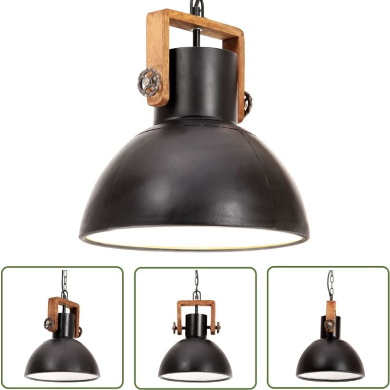 Lampe suspendue industrielle 25 w Noir Rond 30 cm E27 - Lampe Suspension - Lampadaire - Luminaire Suspendu - Éclairage Intérieur - Décoration