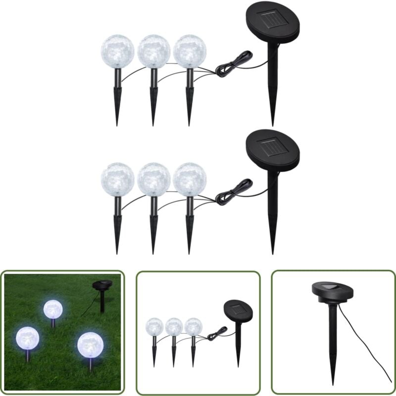 The Living Store Lampes de jardin à led 6pcs Ancrage à piquet et panneau solaire - Lampes Solaires Exterieures - Éclairage Extérieur Led - Décoration