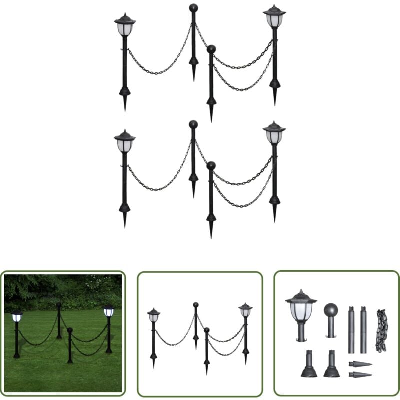 The Living Store Lampes solaires 4 pcs avec chaîne et piquets - Lumieres Exterieures - Éclairage Solaire - Lampadaire Solaire - Décoration Jardin