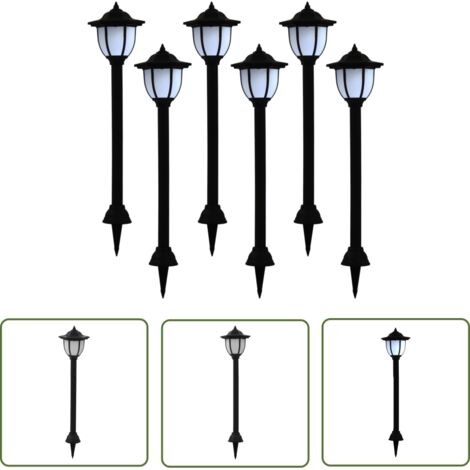 The Living Store Lampes solaires à LED d'extérieur 6 pcs Noir - Lampe Solaire - Éclairage Extérieur - Lampadaire Solaire - Luminaire Solaire - Décoration Extérieure