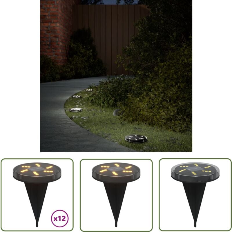 Lampes solaires de sol et piquets de sol extérieur 12 pcs - Lampe Solaire Exterieur - Éclairage Solaire - Lampadaire Solaire - Luminaire Solaire