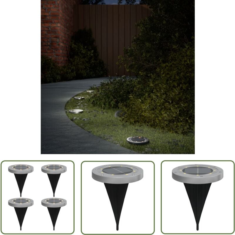 Lampes solaires de sol et piquets de sol extérieur 4 pcs - Lampe Solaire - Éclairage Solaire - Lampadaire Solaire - Luminaire Extérieur - Décoration