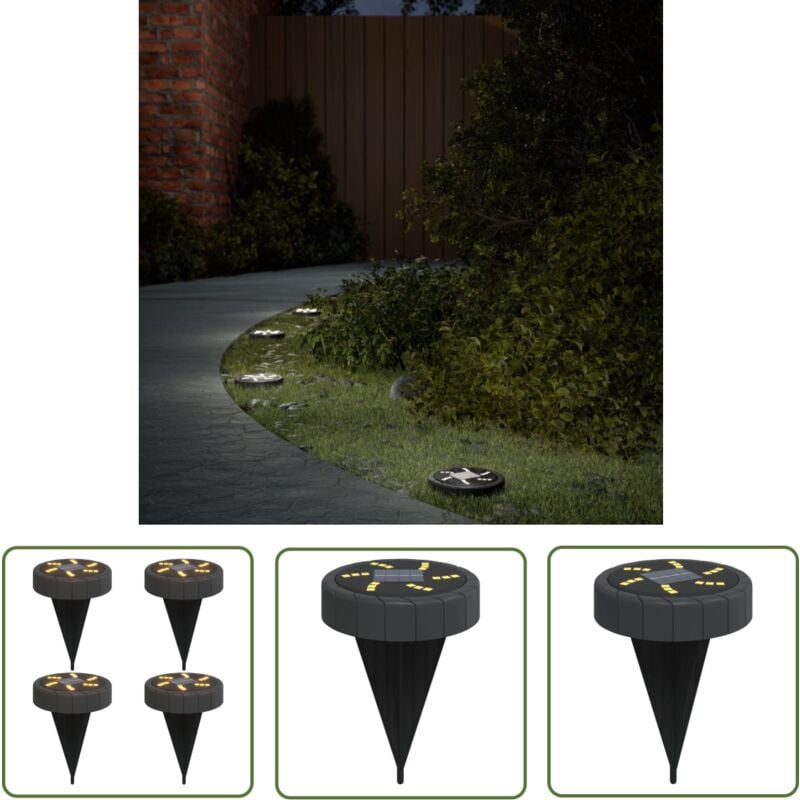 Lampes solaires de sol et piquets de sol extérieur 4 pcs - Lampe Solaire Exterieur - Éclairage Solaire Jardin - Lampadaire Solaire - Lumieres