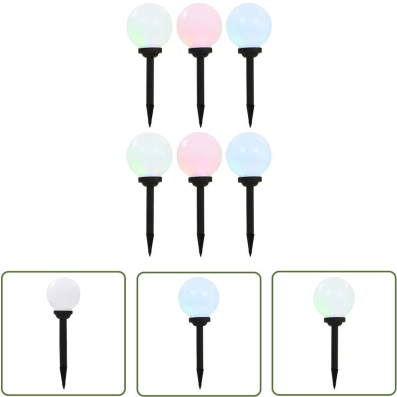 Lampes solaires sphériques led de jardin 6 pcs 20 cm rvb - Lampe Solaire - Éclairage Extérieur - Luminaire Solaire - Décoration Extérieure - Lumière