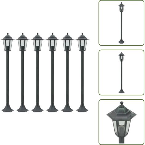 The Living Store Lampioni da Giardino 6pz E27 110 cm Alluminio Verde Scuro - Illuminazione esterna