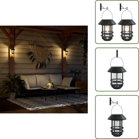 The Living Store Lanterne Solari da Parete per Esterni 2 pz Bianche - Illuminazione esterna