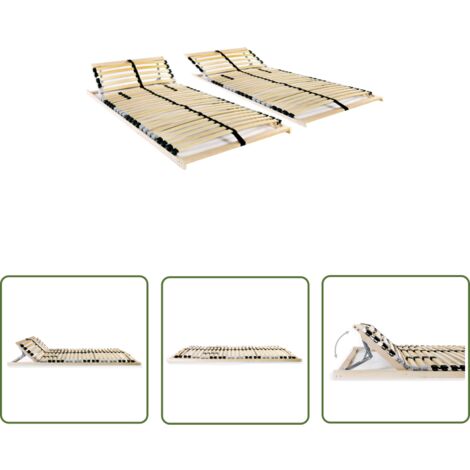 The Living Store Lattenroste 2 Stk. mit 28 Latten 7 Zonen 80x200 cm - Lattenrost - Holzrahmen - Buche - Birke - Lattenrost 80x200