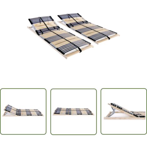The Living Store Lattenroste 2 Stk. mit 42 Latten 7 Zonen 80x200 cm - Lattenrost - Holzrahmen - Birkenholz - Buchenholz - Lattenrost 80x200
