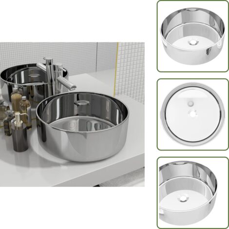 The Living Store Lavabo 40x15 cm cerámica plateado - Lavabo plateado