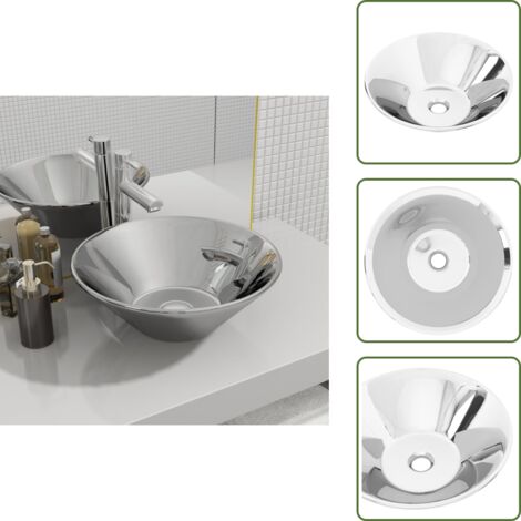 The Living Store Lavabo 42x14 cm cerámica plateado - Baño moderno