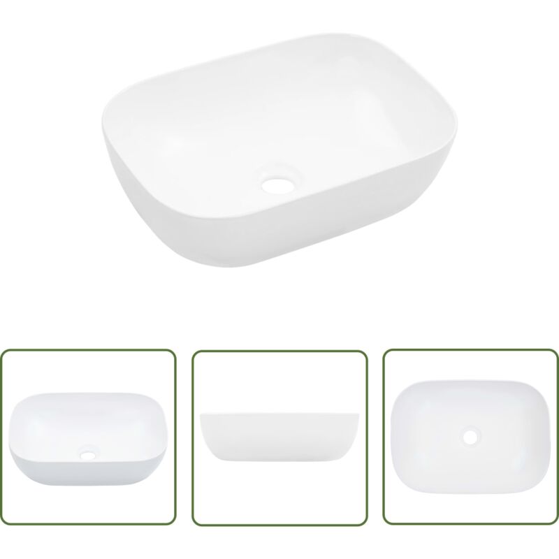 Abcrital - The Living Store Lavabo 45,5x32x13 cm Céramique Blanc - Lavabo Rectangle - Lavabo Céramique - Lavabo Salle De Bain - Meuble Salle De Bain