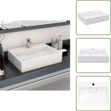 The Living Store Lavabo 50x38x13 cm resina mineral/mármol blanco - Lavabo blanco