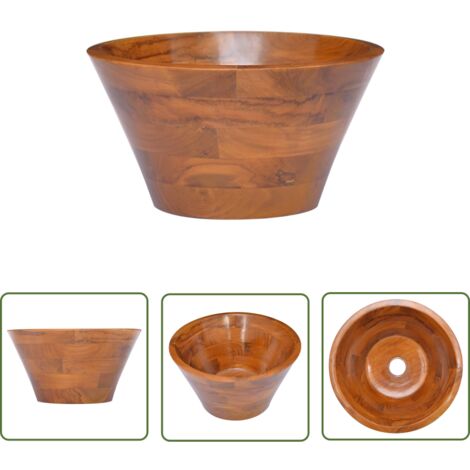 The Living Store Lavabo Bois de teck massif Φ40x20 cm - Lavabo En Bois - Lavabo Teck - Lavabo Salle De Bain - Meuble Salle De Bain - Décoration Salle De Bain