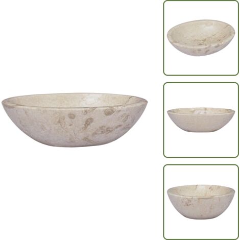 The Living Store Lavabo crema mármol 53x40x15 cm - Lavabo crema