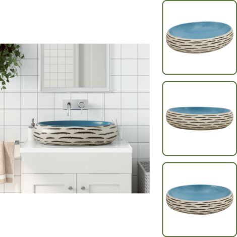 The Living Store Lavabo da Appoggio Multicolore Ovale 59x40x15 cm Ceramica - Lavabo ceramico