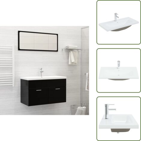 The Living Store Lavabo da Incasso con Rubinetto 81x39x18 cm in Ceramica Bianco - Rubinetto