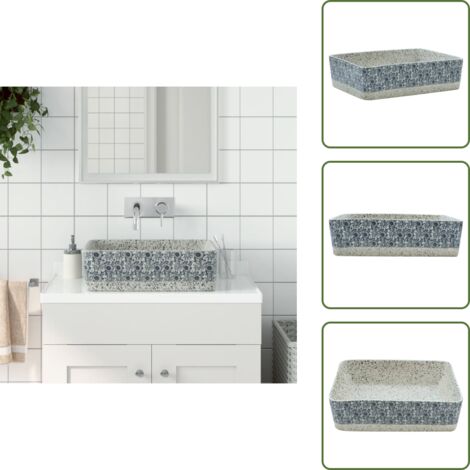 The Living Store Lavabo de encimera rectangular cerámica gris azul 46x35,5x13 cm - Cerámica gris azul
