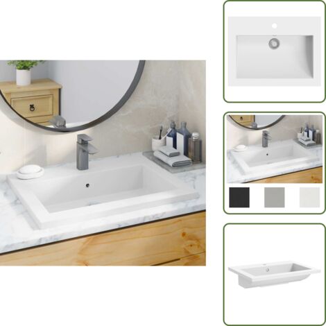 The Living Store Lavabo de granito blanco 600x450x120 mm - Lavabo blanco