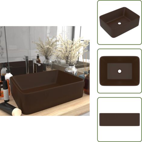 The Living Store Lavabo de lujo cerámica marrón oscuro mate 41x30x12 cm - Lavabo de baño