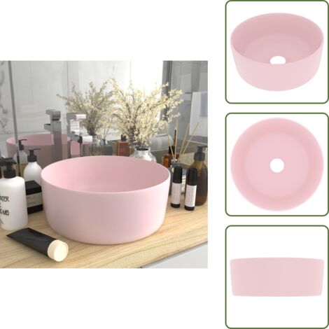 The Living Store Lavabo de lujo redondo cerámica rosa mate 40x15 cm - Cerámica rosa mate