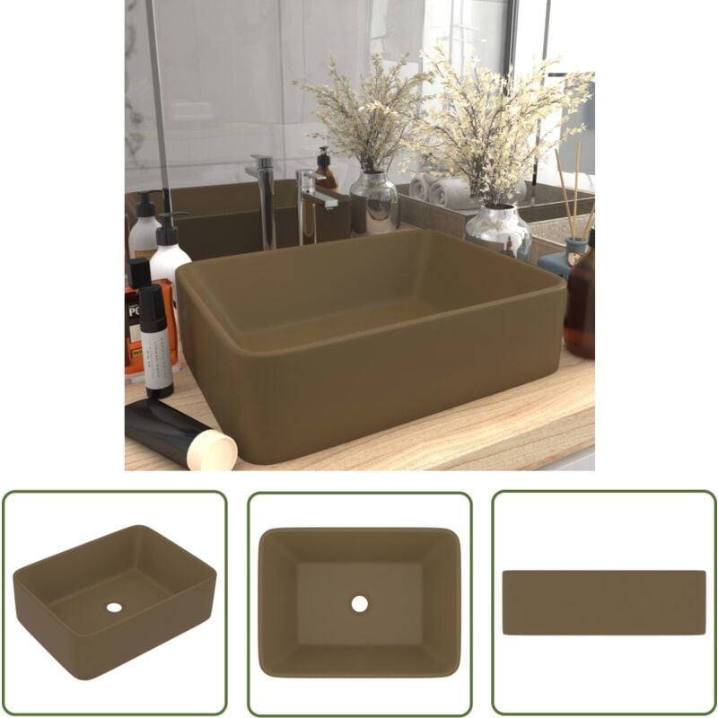 Lavabo de luxe Crème mat 41x30x12 cm Céramique - Lavabo - Lavabo Céramique - Lavabo Rectangle - Meuble Salle De Bain - Décoration Salle De Bain - The